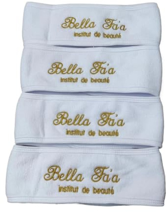 WEIYOUDP 1 lot de 8 bandeaux blancs avec logo personnalisable, serviette de salon de beauté, salle de bain, monogramme, lettres spa, serviettes en microfibre, bandeaux faciaux pour femmes (1 pièce)