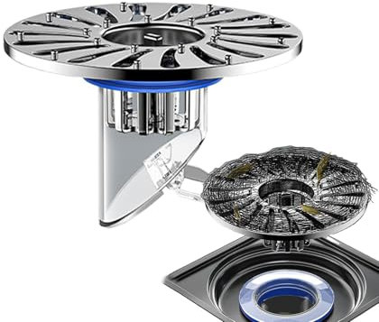 Bonde de douche anti-odeur, bouchon de vidange anti-odeur | Évacuation des eaux de douche | Facile à installer, anti-retour et anti-obstruction en acier inoxydable pour cave et salle de bain
