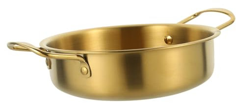 ULTECHNOVO Wok En Acier Inoxydable 18 Cm, Poêle Polyvalente Anti-débordement, Casserole En Métal Doré, Résistante à L'usure, Cuisine Familiale Et Restauration