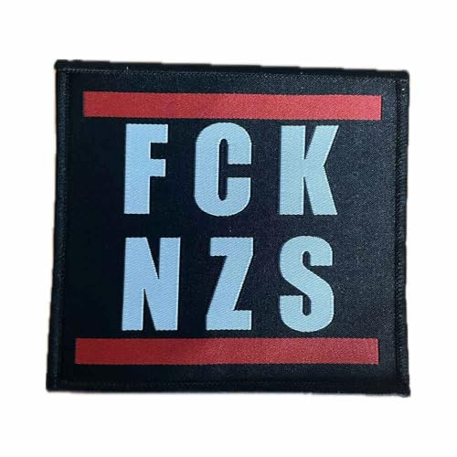 FCK NZS Aufnäher/Patch zum aufnähen oder aufbügeln | Gegen Nazis Aufbügler, Fuck Nazis Bügelflicken, Anti-Rassismus Bügekbilder, lustige Politik Satire, 10 x 10 cm (FCK NZS)