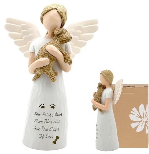 Plstod Engel Figur, Hunde Schutzengel Figur, Erinnerung Hund Geschenk, Geschenke für Hundebesitzer, Handbemalte Harz Angel Hundefiguren für Freundschaft Geburtstage Weihnachten Thanksgiving
