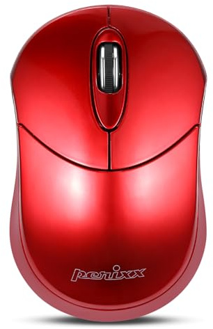 perixx PERIMICE-802R Bluetooth Wireless Mouse – Compact Portable Design for Windows, macOS, iOS, and Android – 1200 DPI Optical Sensor – Red