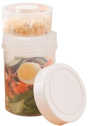 Honhoha Pot À Salade,Avec Couvercle 750ml Étanche Bols Séparation Humide/Sec,Pots À Salade Avec Coupe À Sauce - Pour Pique-Nique Sports Plage Extérieur Randonnée Escalade