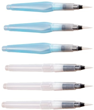 SOPOTUTU Pinceaux à Eau pour Peinture Aquarelle Lot de 6 en Plastique Tête en Nylon, Design Léger et Portable et Activités Artistiques DIY