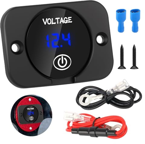 12 V/24 V Waterproof Digital Battery Voltage Gauge with LED Display | Real-Time DC Volt Meter for Cars, Motorcycles, Trucks and Motorhomes
