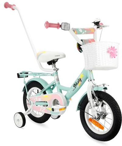 MIRAVO Kinderfahrrad Fahrrad Kinder Ab 2 Bis 8 Jahre Schubstange V-Brake Bremsen Rückstrahl Aufkleber 12 16 20 Zoll Radgröße Korb Für Mädchen Misty