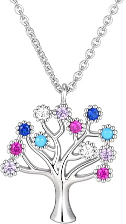 VNOX Lebensbaum Kette Damen Halskette Anhänger - Halskette Damen mit Lebensbaum Anhänger, Baum des Lebens Kette verstellbar, Schmuck Geschenk Frauen Muttertag Geburtstag für Frau Mutter Freundin