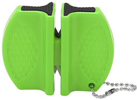 Kuuleyn Mini affûteur de couteaux portable, multifonctionnel, double face, affûteur de couteaux de poche pour une utilisation en extérieur (Green)