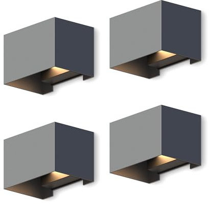 CALEX Venice Wandleuchte, für Außen & Innen, warmweißes Up & Down Licht, einstellbarer Lichtstrahl, wasserdicht, Anthrazit, 4er Pack