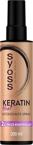 Syoss Keratin Volume Hitzeschutz Spray (200 ml) | Föhnschutz-Spray mit Hitzeschutz bis zu 230 °C, Volumen Föhnspray mit Keratin für Anti-Platt-Volumen-Effekt vom Ansatz an