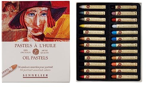 Sennelier Lot de 24 pastels à l'huile en carton, portrait