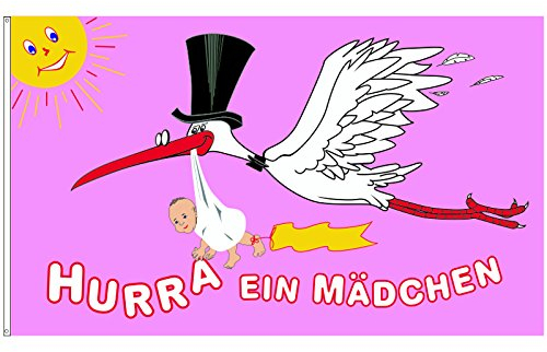 Baby Geburt Mädchen rosa Babyfahne Hurra ein Mädchen.