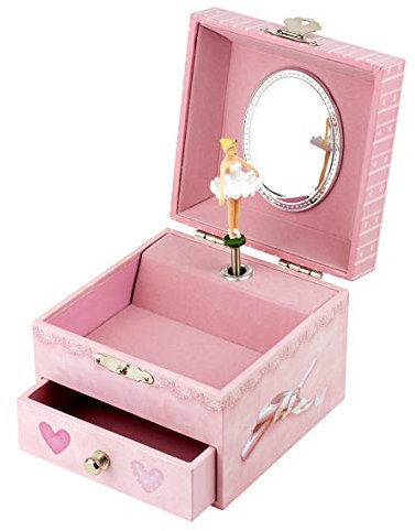 TROUSSELIER - Boite a Musique Fille Ballerine - Boite a Bijoux Fille Musicale - Cadeau Jeune Fille - Musique Roméo & Juliette - Coffret Bijoux Fille