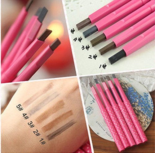 Maxdona Waterproof Retractable Long Lasting Eyebrow Eye Brow Pink Case Chalk Pen Pencil CHARCOAL GREY Number 4