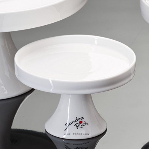 Sandra Rich 3X Porzellanschale mit Fuß Cake Schale Porzellan Konfektschale weiß, rund Ø 11 cm