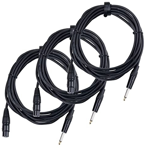 Pronomic 3er Set XFJ-5 XLR zu Klinke Kabel (unsymmetrisches Mikrofonkabel, Länge 5m, säure- und ölfest, Spannzangen-Zugentlastung) schwarz