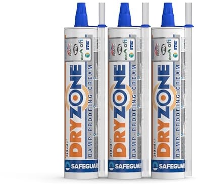 Dryzone 310 ml set di 3 - Crema da iniezione ad alta resistenza per il trattamento dell'umidità di risalita. - Approvato da BBA e WTA
