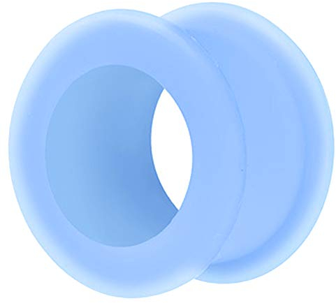 Piercingfaktor Farbiger Flesh Tunnel Silikon Extra Big Double Flared Weich Flexibel XXL Rund Creole Ohr Plug Ear Piercing Bunt 14mm Hellblau