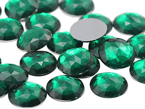 Allstarco 20mm Flat Back Round Acrylic Rhinestones Plastic Circle Gems for Costume Making Cosplay Jewels PRO Grade - 20 Pieces (Green Emerald H106)