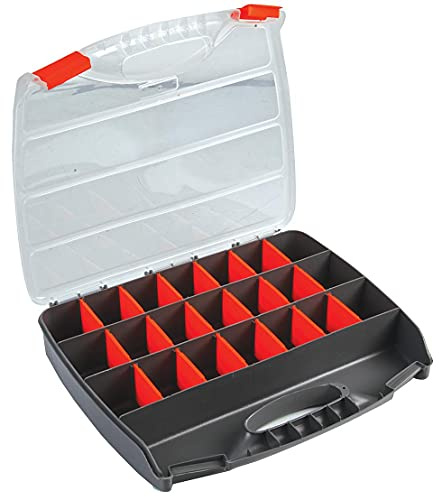 Duratool D01926 Aufbewahrungsbox mit verstellbaren Fächern, Grau, 50 mm x 320 mm x 260 mm