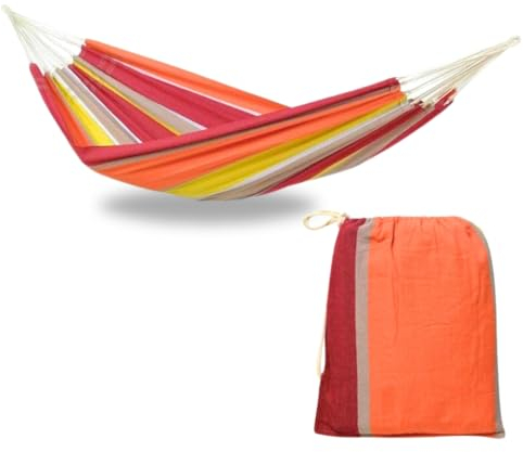 AMAZONAS Barbados - Klassische brasilianische XL Hängematte für 2 Personen | Handgefertigt, aus recycelten Materialien | Liegefläche 230x150cm | Belastbar bis 200 kg | Farbe: Acerola