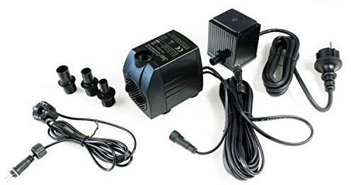 Arnusa Springbrunnenpumpe mit 1x LED Spot Teichpumpe Wasserpumpe Bachlaufpumpe (1500 L/H, Warm-Weiß)
