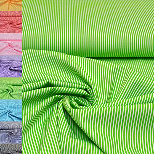 MAGAM-Stoffe Amelie Streifen Baumwollstoff Oeko-Tex Meterware 50cm (08. Kiwi-Grün)