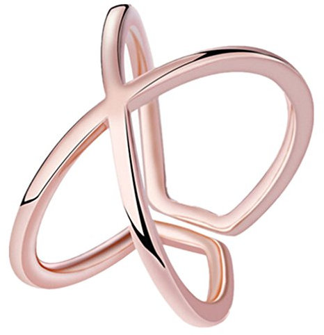BROWOL Femme Fille Bague Femme Argent 925 Fantaisie Cross Rose Or Simple Anneau d'index Anneaux Bagues Réglable