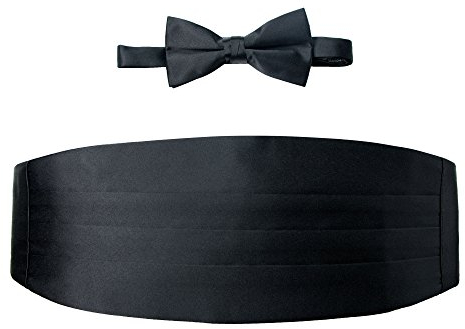Spring Notion Herren Kummerbund und Fliege Set, Schwarz, Regulär