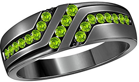 RS Jewels Herren Unisex - Sterling-Silber 925 CZ Grün Peridot