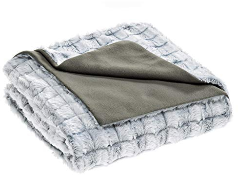 aqua-textil flauschige Kuscheldecke 150 x 200 cm grau Luxus Wendedecke Sofadecke Tagesdecke Fellimitat OEKO-TEX