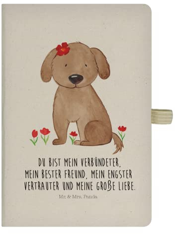 Mr. & Mrs. Panda DIN A5 Baumwoll Notizbuch Hund Hundedame - Geschenk, Frauchen, Notizheft, Liebe, Tierliebhaber, Tagebuch, Hundebesitzer, Vierbeiner, flauschig, Schreibheft, Hundemotiv, Kladde