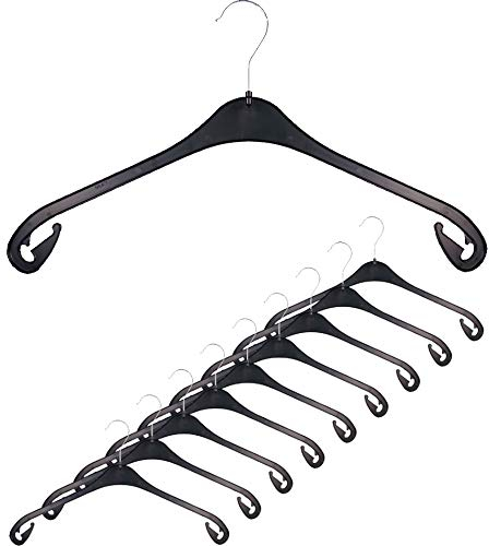 10 Kunststoff-Universalbügel 47cm Kleiderbügel mit Rockhaken NA47 schwarz - 10 Stück | PB-Onlinehandel
