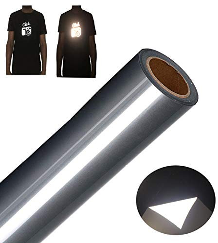FUNKAKA Heat Transfer Vinyl Reflective Dark Gray HTV Roll, 12 x 10ft Reflective Iron on Vinyl for All Cutter Machine, HTV Vinyl for T-Shirts Easy to Cut & Weed for HTV DIY Design
