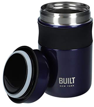 BUILT Double Wall Vacuum Insulated Food Flask for Hot and Cold Foods, Stainless Steel, Navy, 490 ml