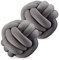 Relaxdays 2 x Knotenkissen, geknotetes Kissen für Sofa und Bett, dekorativ, skandinavisch, Zierkissen Knoten, Ø 25 cm, dunkelgrau