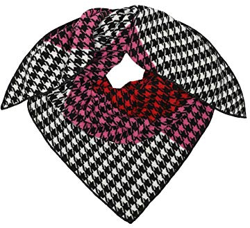 Zwillingsherz Dreieckstuch Stola Schal mit Kaschmir und Wolle für Damen Mädchen Jungen Kinder - Hochwertiges Cashmere Halstuch im Hahnentritt Muster Motiv - Damenschal für Sommer Herbst Winter - pink