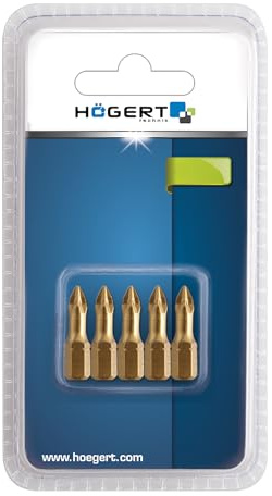HÖGERT TECHNIK – PZ3 Schrauberbits 25 mm, 5 Stück, S2-Stahl, TiN-beschichtet, Slim-Profil, Anti-Rutsch, 1/4 Sechskantschaft, DIN 3126, präzise & langlebige Pozidriv-Bits