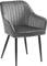SONGMICS Esszimmerstuhl, Küchenstuhl, Sessel, Samt, Polsterstuhl mit Armlehnen, Loungesessel, bis 120 kg belastbar, Metallbeine, für Esszimmer, Küche, hellgrau-tintenschwarz LDC087G03