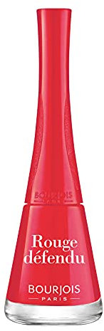 BOURJOIS - Vernis À Ongles 1 Seconde 44 Rouge Défendu - Séchage Rapide En 50 Secondes - Pinceau Panoramique Anti Débordement - Application Facile - Couleur Intense - 9 ml