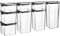 Argon Tableware Food Storage Container Set with Labels - Black - Pack of 16 - (4 Sizes) - Clear Airtight Reusable Freezer Storage Meal Prep Container Lunch Tupperware Box with Clip-Lock Lid