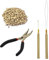 Microring Haarverlängerung Set mit 1 Microring Hair Zangen 1 Stück Microring Nadel Einfädler 1 Ziehen Haken und 500 Stück Microringe für Haarverlängerung Zubehör (Blond)