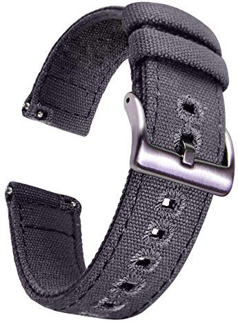 Shieranlee 18mm armband Canvas-Schnellverschluss-Uhrenarmband für Garmin Venu 2S/Vívoactive 4S/GarminMove 3S/GarminActive S/Withings/Nokia Steel HR 36mm