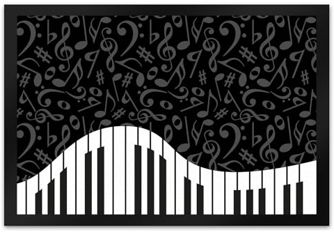 Klavier Fußmatte XL in 40x60 cm mit Notenschlüsseln und Vorzeichen als Geschenk für echte Musiker die ihre Liebe zur Musik Allen Zeigen wollen und auch selbst EIN Piano besitzen
