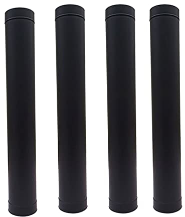0℃ Outdoor Chimenea - Kit de Tubos para Estufas de Pellets, Tubo Acero Galvanizado, Ducto de Conexión de Acero Inoxidable, Ideal Estufas de Leña, Chimenea, Conducto Humos,2 Black+2 Black,D125mm