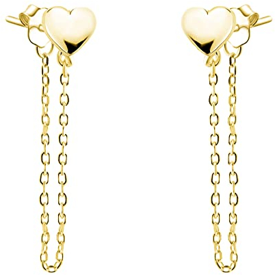 SOFIA MILANI - Damen Ohrringe 925 Silber - vergoldet/golden - Herzen Ketten Ohrhänger - E1318