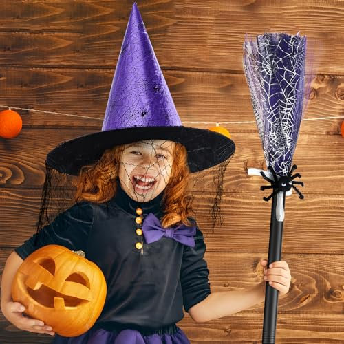 BESPORTBLE Halloween Witch Broomstick Costume: Kids Purple Witch Accessory For Girls Halloween Party Favors