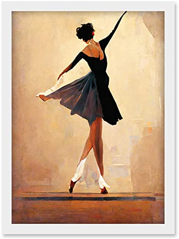 Doppelganger33 LTD Graceful Ballet Dancer In Black Dress Artwork Framed Wall Art Print A4