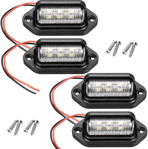 Rfeeuubft 4 Piezas 12V 6 SMD LED Luz de Placa de MatríCula Exterior Luz de MatríCula Impermeable LáMpara de Luz Trasera para Coche CamióN RV Remolque