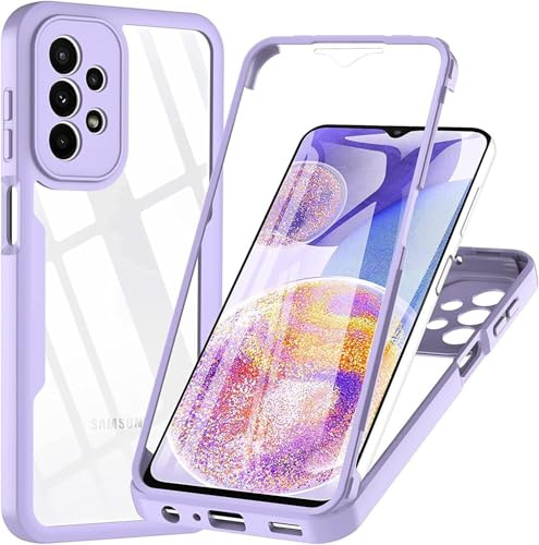 betterfon 360 Grad Hülle Kompatibel mit Samsung Galaxy A23 5G | Handyhülle mit eingebautem Displayschutz für Galaxy A23 5G | Lila
